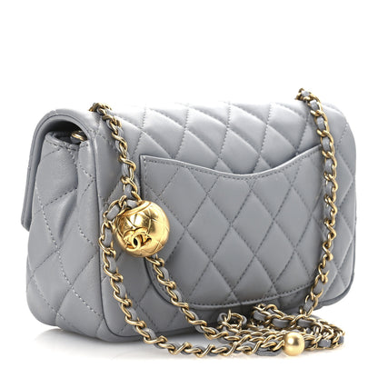 Chanel Lambskin Quilted Mini Rectangular Pearl Crush Flap Grey 3 of 12