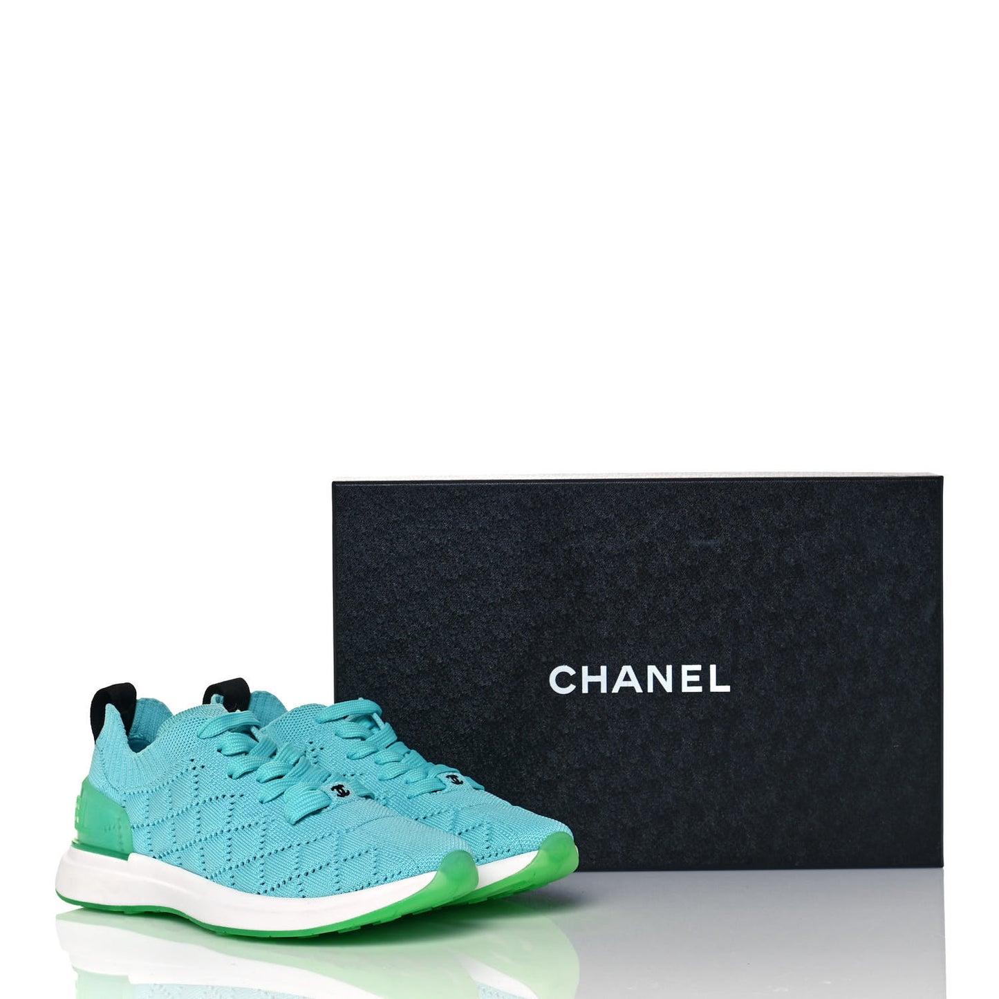Mixed Fibers Quilted Womens CC Sneakers 36.5 Turquoise
