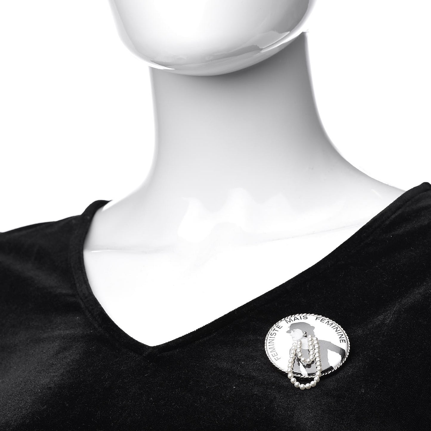 Metal Resin Pearl Printed Feministe Maize Feminine Brooch White Gold