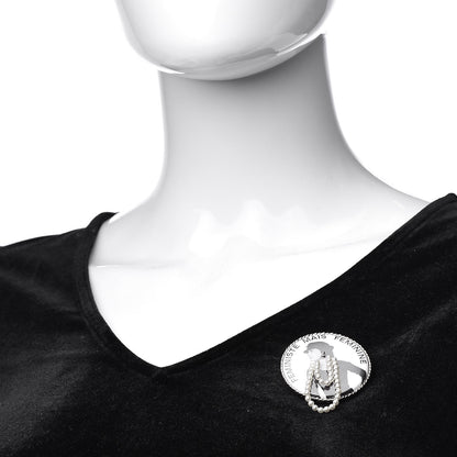 Chanel Metal Resin Pearl Printed Feministe Maize Feminine Brooch White Gold 2 of 4