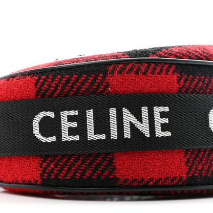 Celine Wool Tartan Medium Ava Triomphe Shoulder Bag Red Black 9 of 10