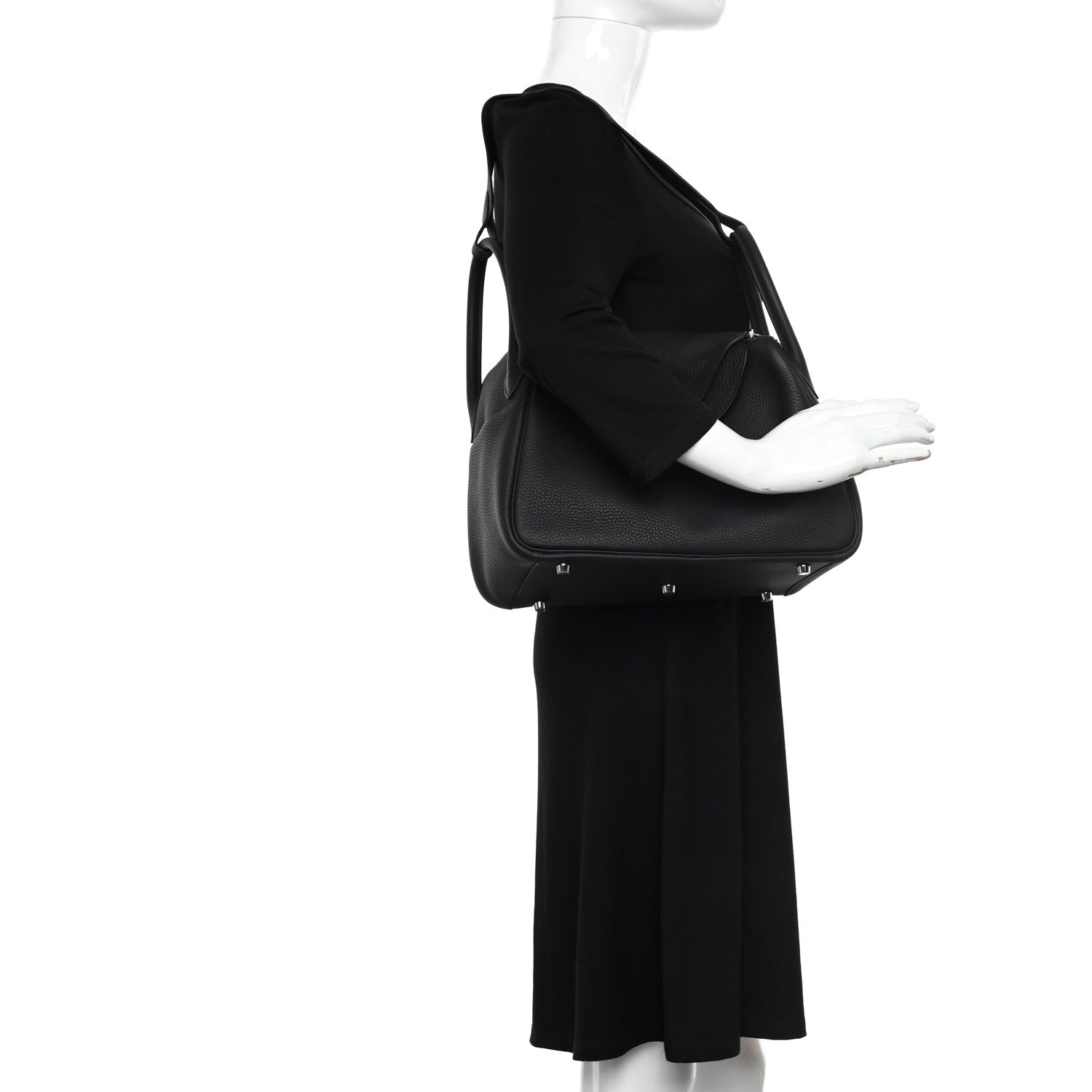 Hermes Taurillon Clemence Lindy 30 Black 2 of 10