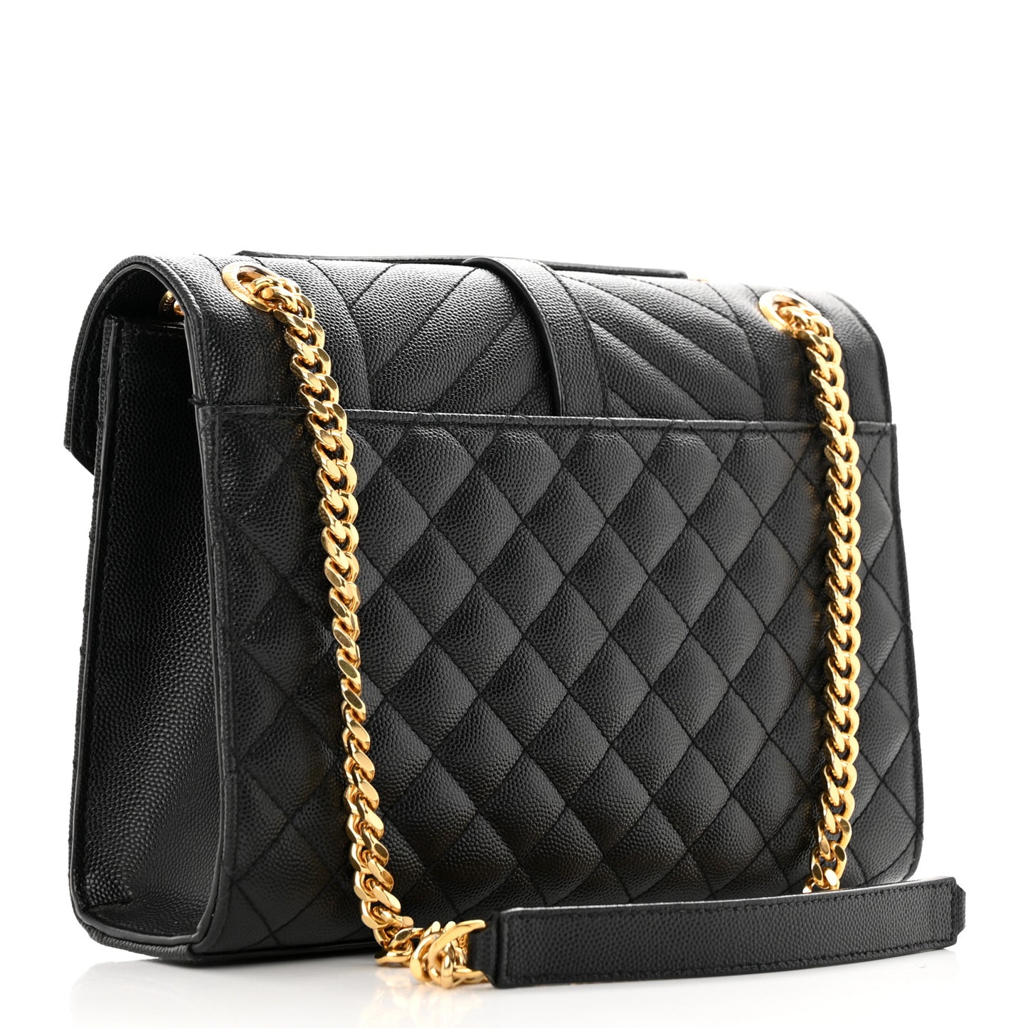 Grain De Poudre Textured Mixed Matelasse Triquilt Medium Monogram Satchel Black