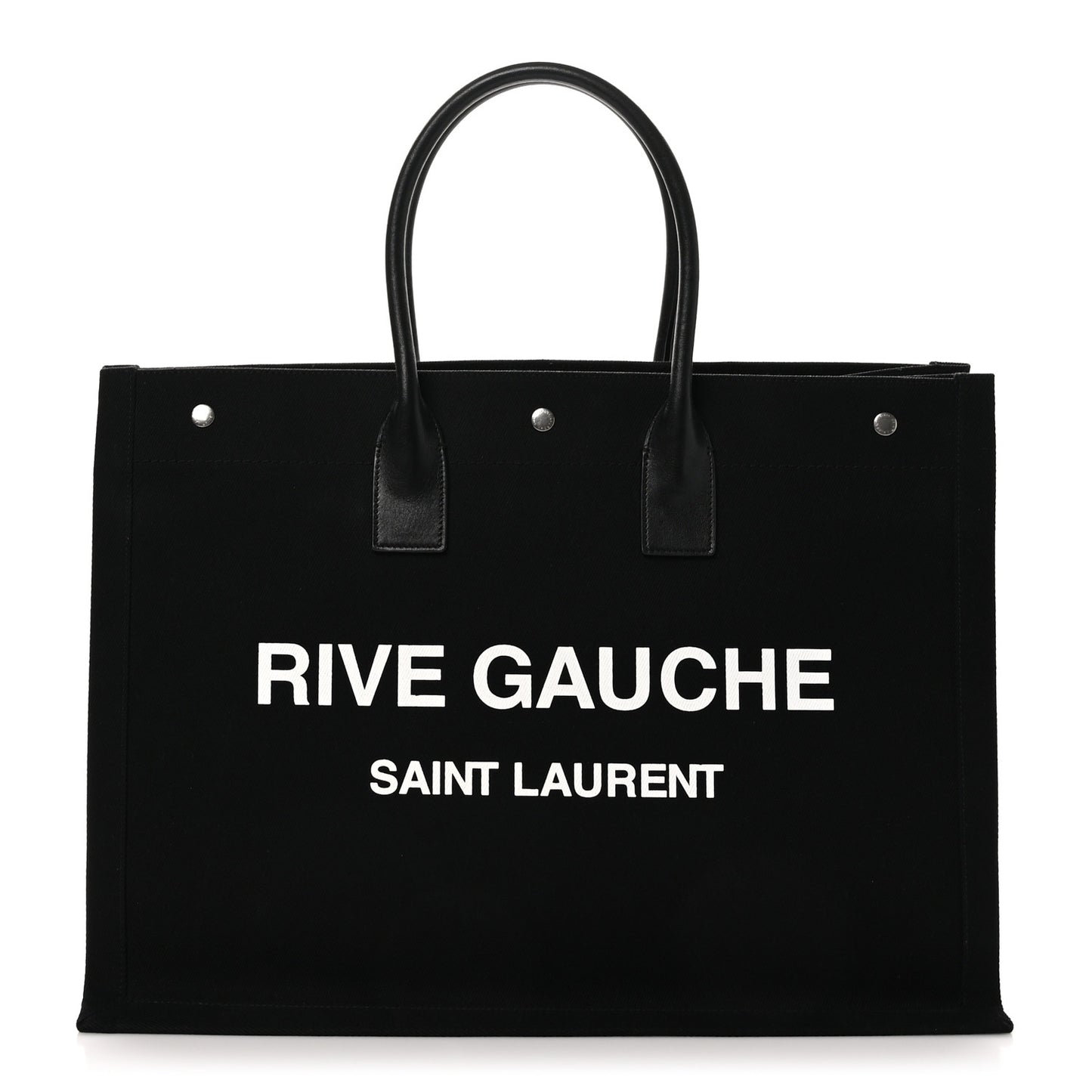 Linen Calfskin Rive Gauche Tote Black