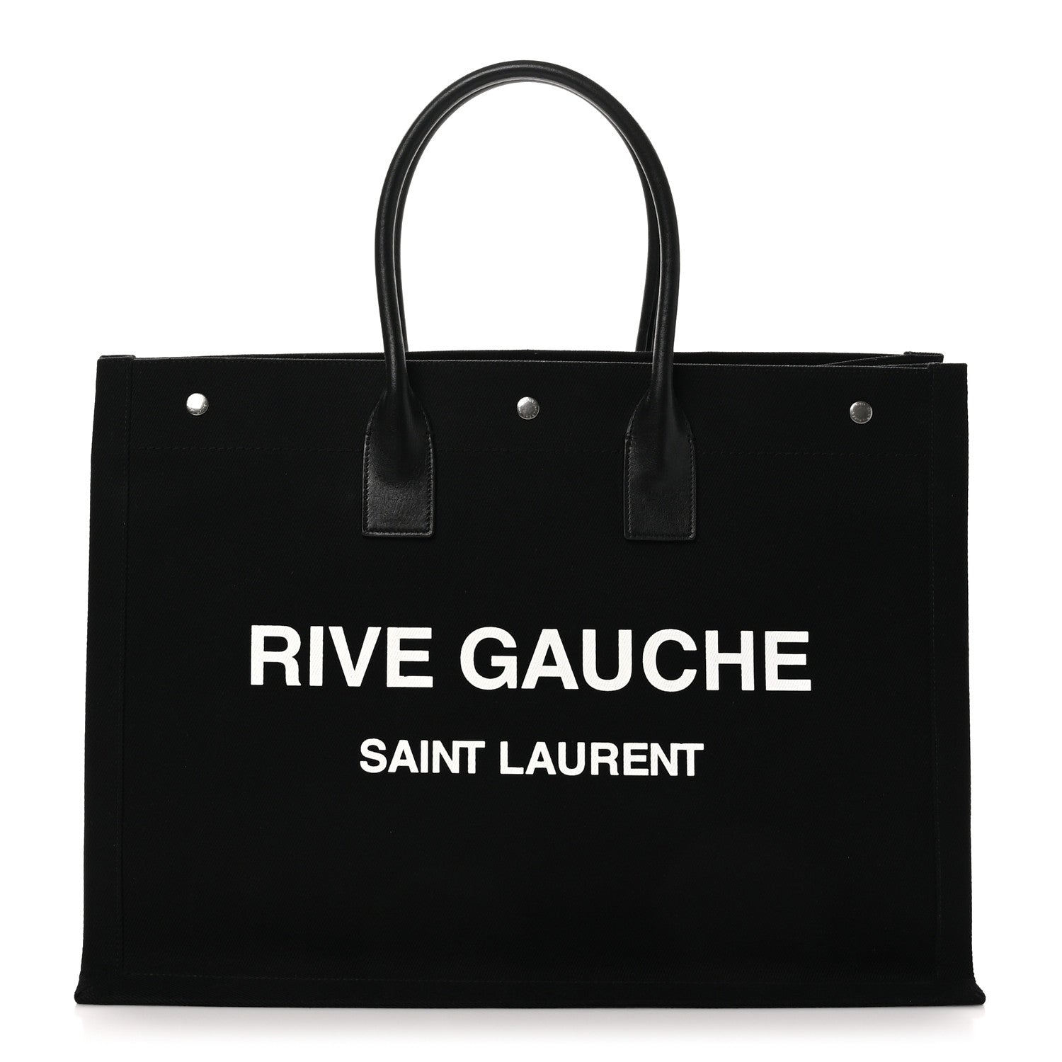 Saint Laurent Linen Calfskin Rive Gauche Tote Black 1 of 10