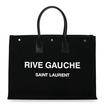Saint Laurent Linen Calfskin Rive Gauche Tote Black 1 of 10