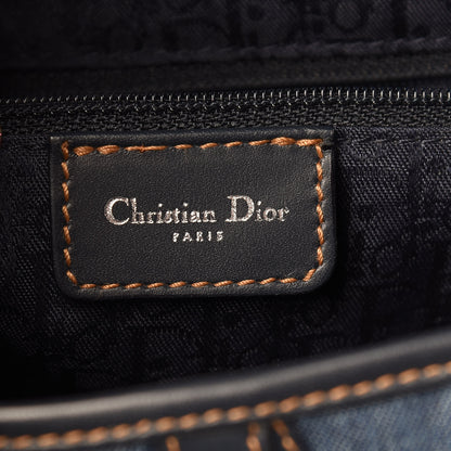 Christian Dior Denim Embroidered Saddle Bag Blue Multi 6 of 10