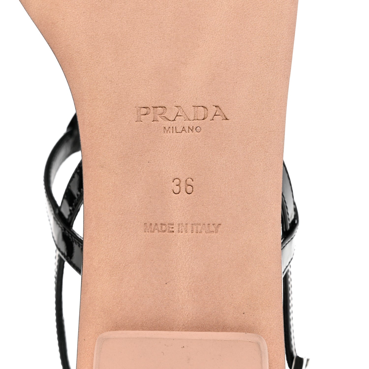 Prada Vernice Metal Triangle Logo Slingback Flat Thong Sandals 36 Black 6 of 9