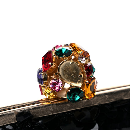 Dolce & Gabbana Sequin Crystal Embellished Chain Clutch Black Multicolor 5 of 5
