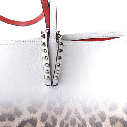 Christian Louboutin Calfskin Degrade Leopard Print Spikes East West Cabata Tote White Multi 10 of 10