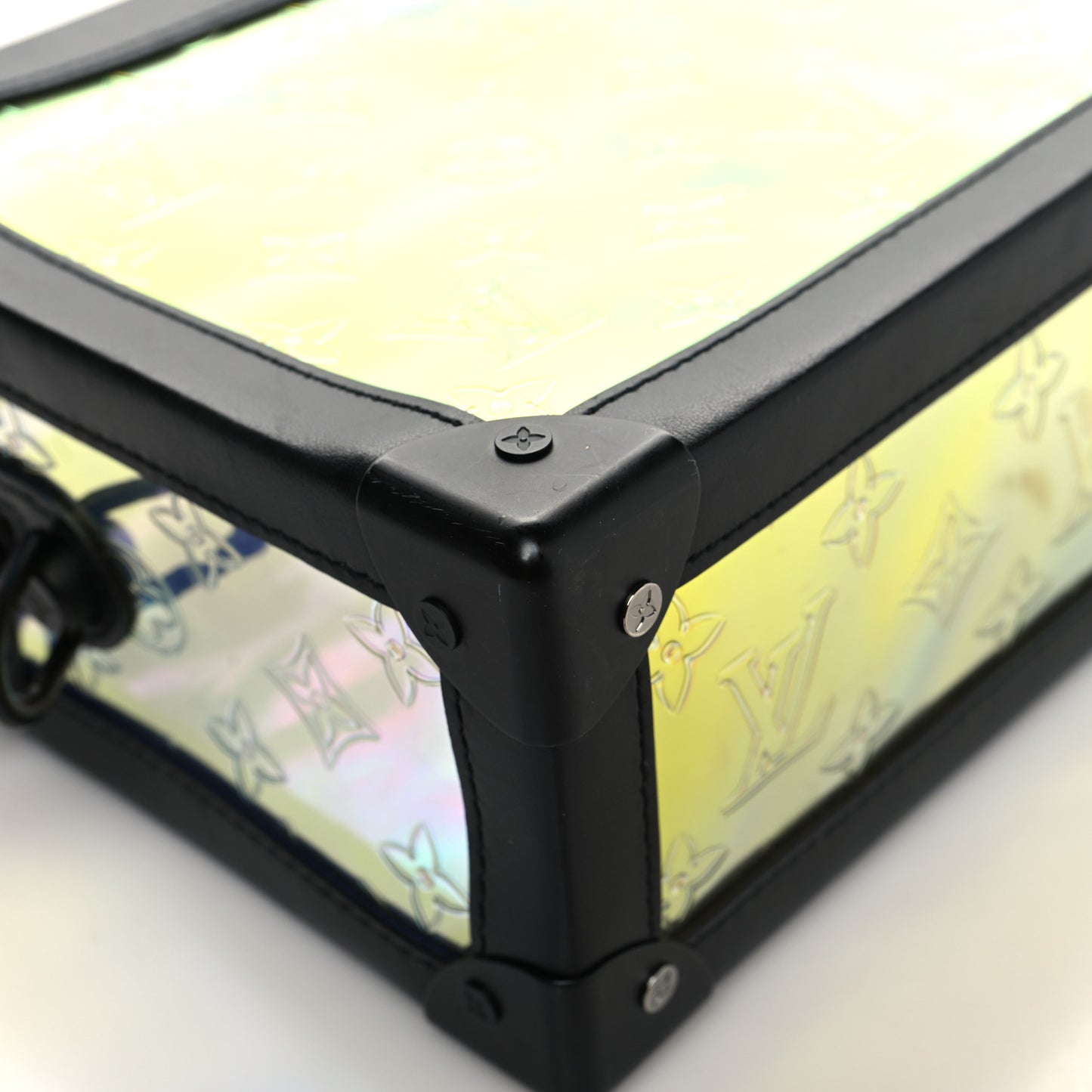 Calfskin PVC Monogram Solar Ray Soft Trunk Iridescent Prism Black