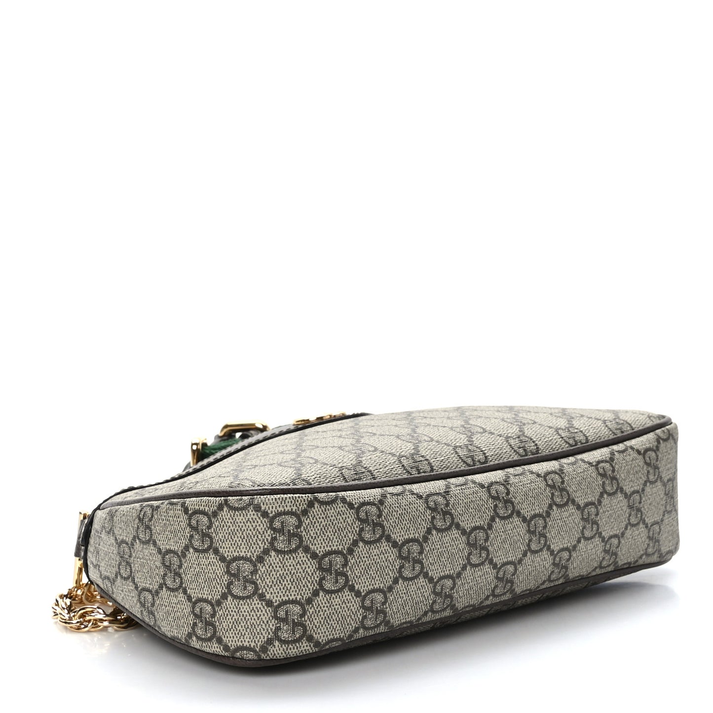 GG Supreme Monogram Textured Dollar Calfskin Web Small Ophidia GG Handbag Beige Ebony New Acero