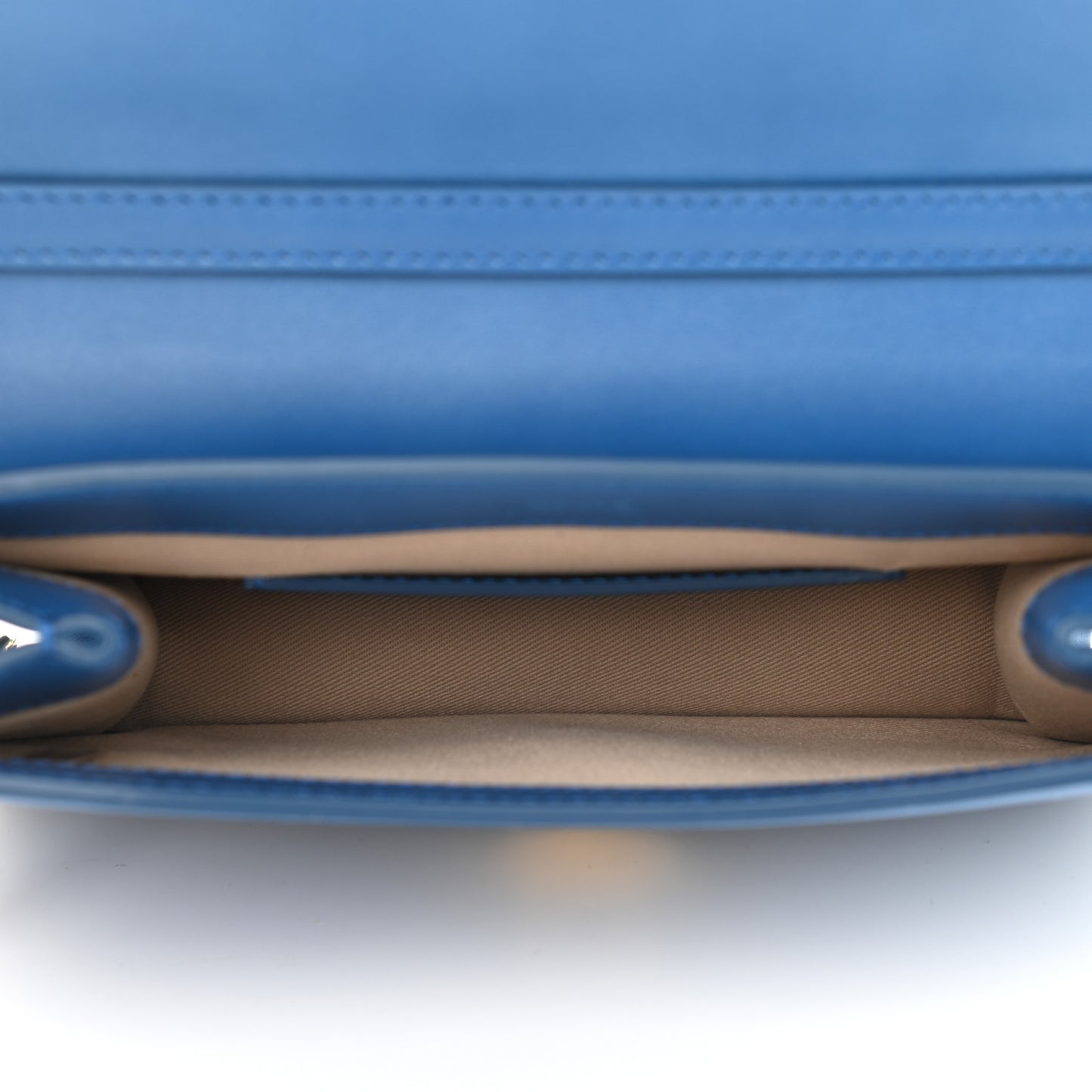 Calfskin Suede C Clutch With Chain Smoky Blue