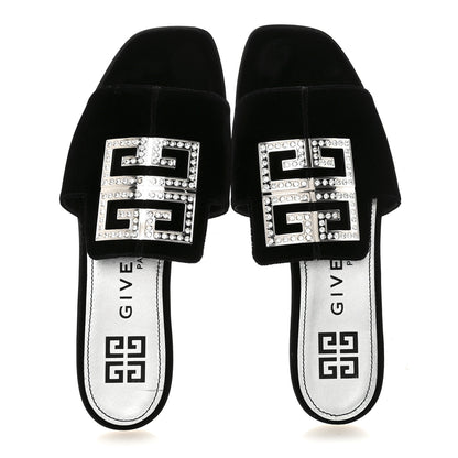 Givenchy Velvet Crystal 4G Flat Sandals 36.5 Black 2 of 9