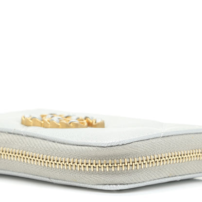 Chanel Metallic Lambskin Quilted 19 Zip Around Coin Purse Wallet Silver 5 of 11