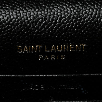 Saint Laurent Grain De Poudre Matelasse Chevron Monogram Envelope Chain Wallet Black 6 of 9