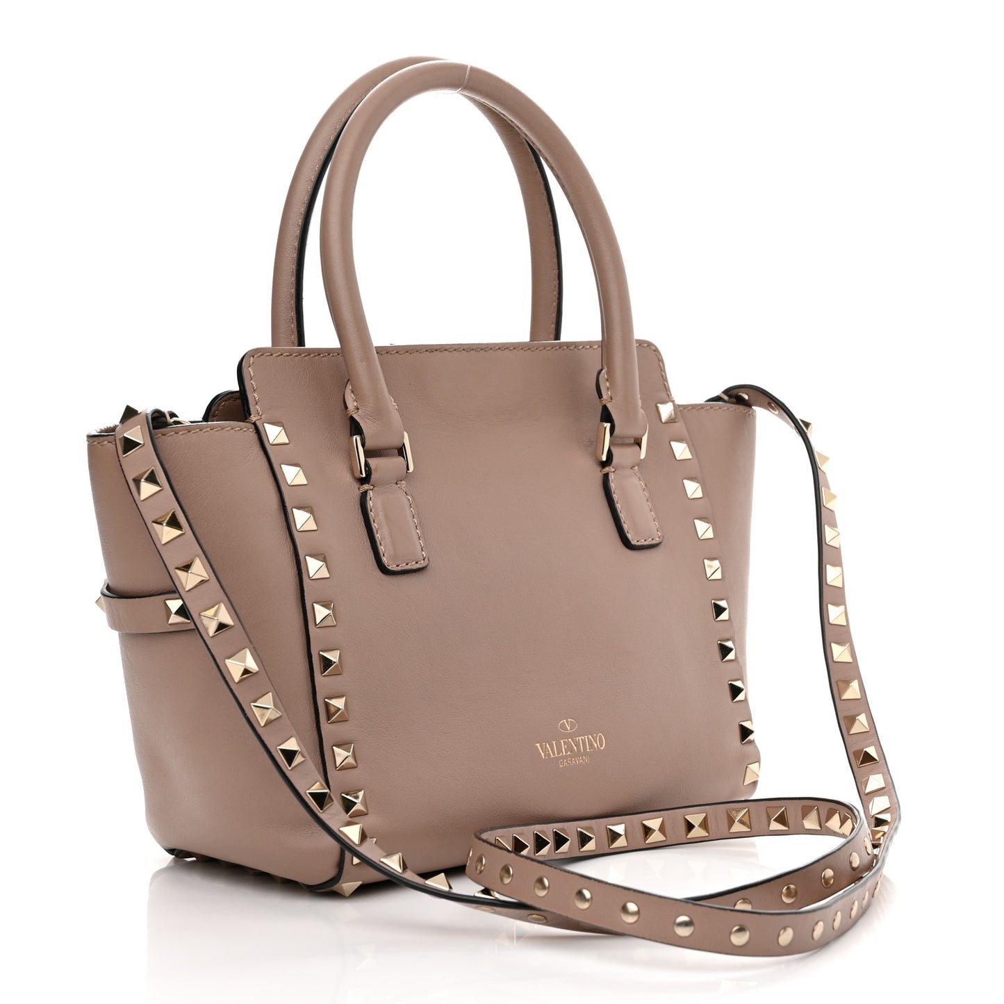 Vitello Mini Rockstud Tote Poudre