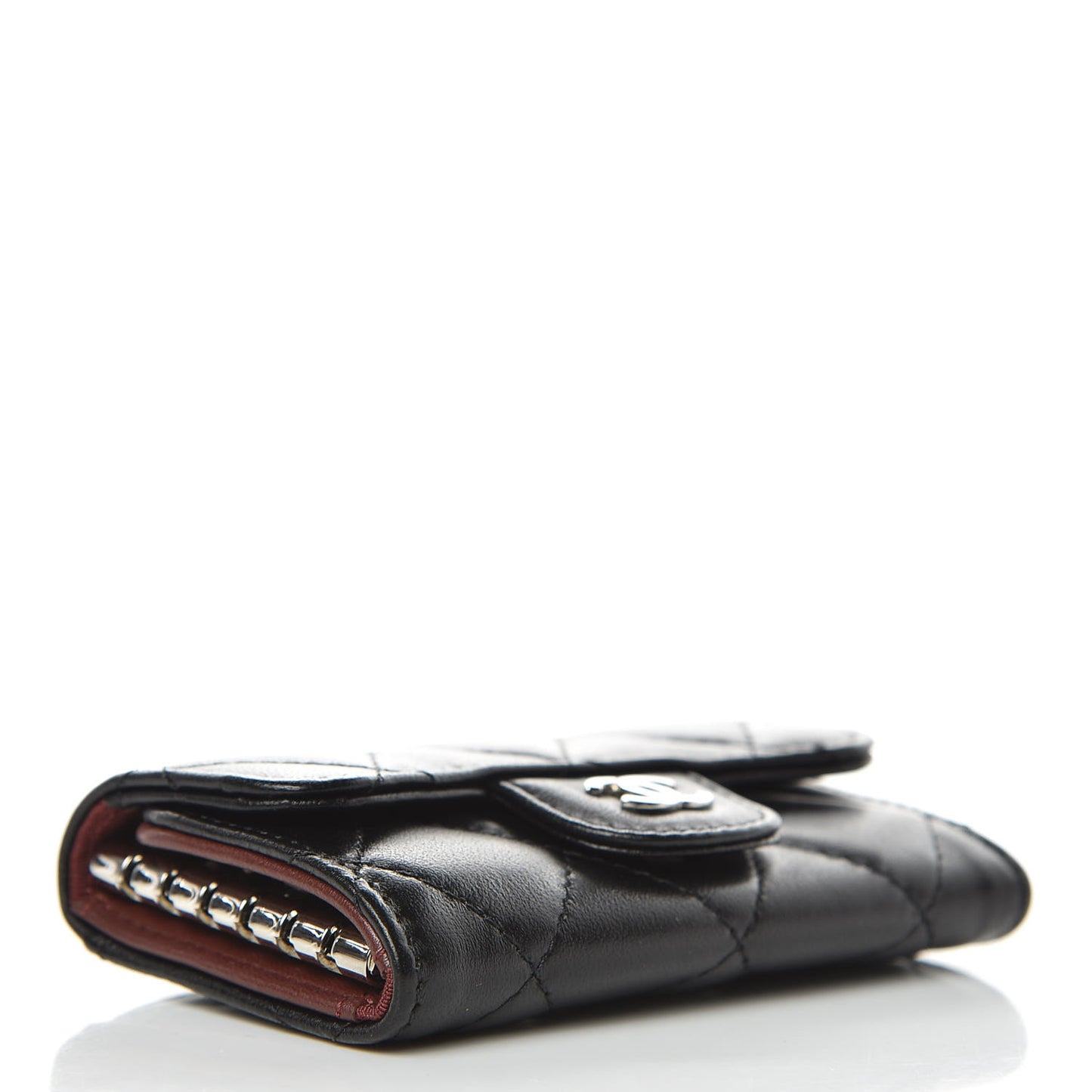 Lambskin Quilted 6 Key Holder Black