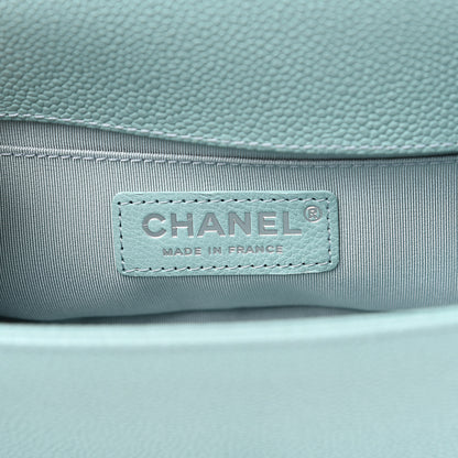 Chanel Caviar Chevron Quilted Small Boy Flap Light Blue 5 of 9