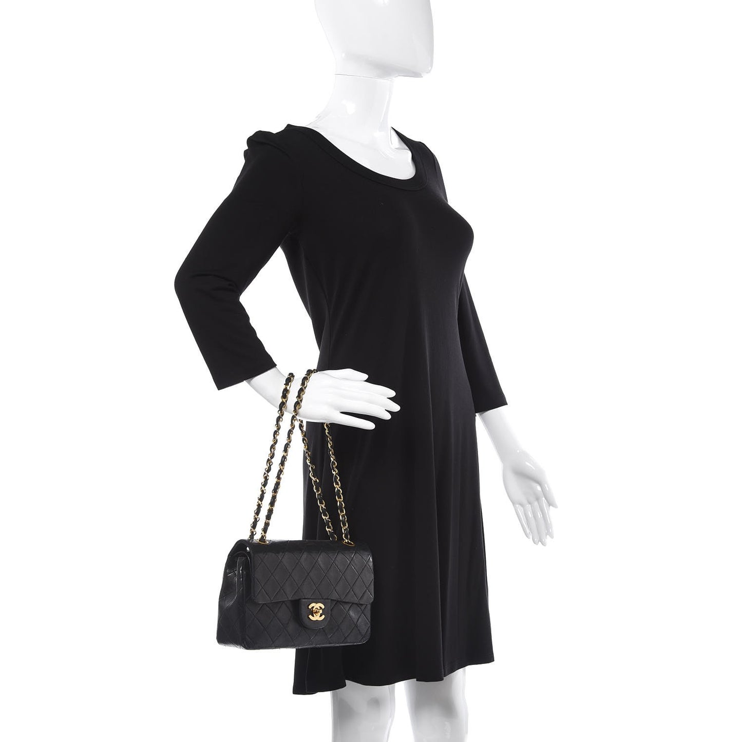 Lambskin Quilted Small Double Flap Black
