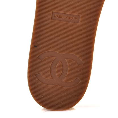 Chanel Tweed Cork CC Mule Sandals 37 White Black 9 of 11