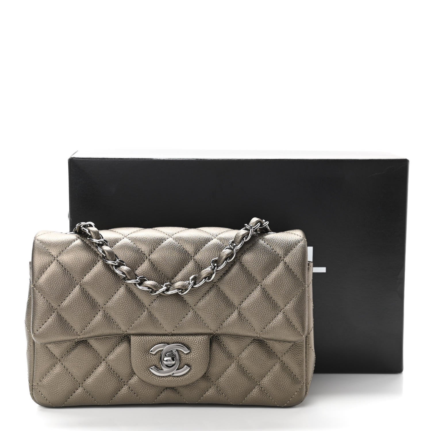 Chanel Iridescent Caviar Quilted Mini Rectangular Flap Bronze 13 of 13