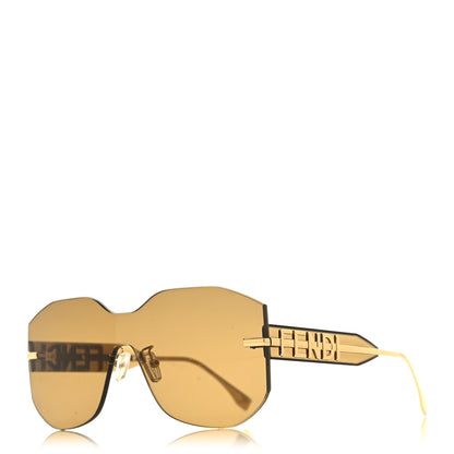 Fendi Acetate Metal Fendigraphy Shield Sunglasses FE 40067U Brown Gold 1 of 7
