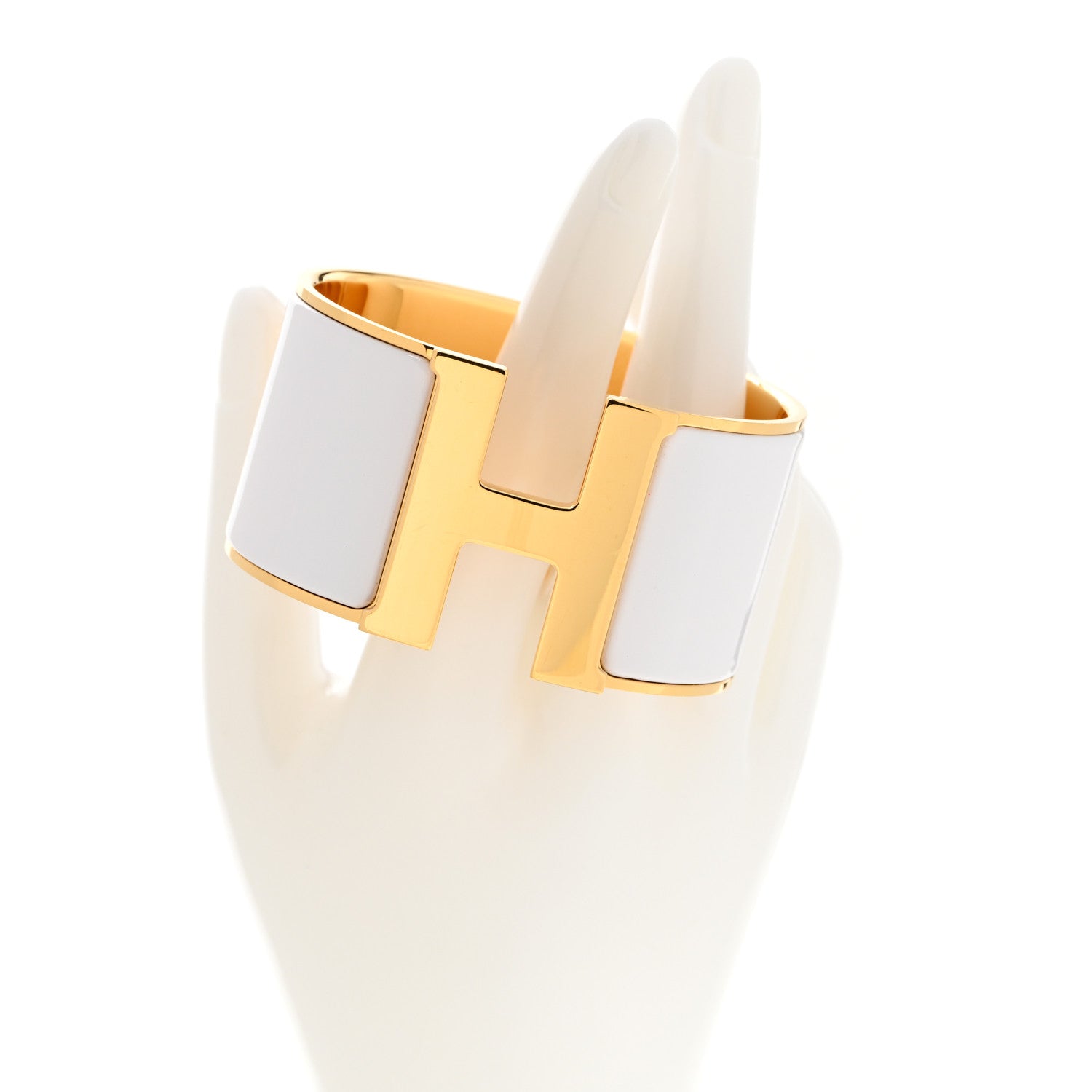Hermes Enamel Extra Wide Clic Clac H Bracelet PM White 2 of 7