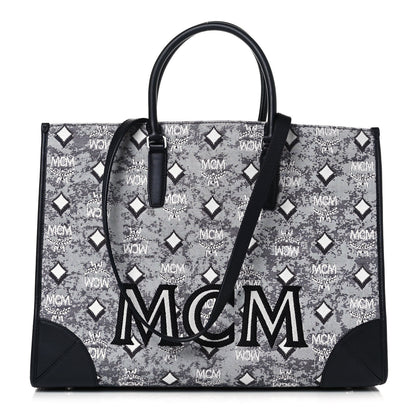 MCM Nappa Jacquard Monogram Large Tote Grey 3 of 15