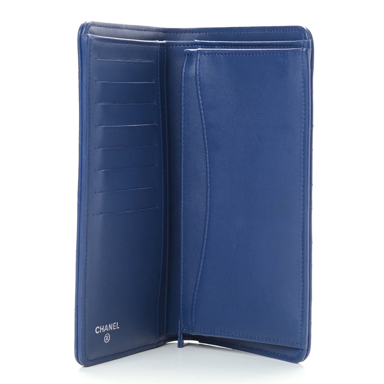 Chanel Lambskin Quilted Yen Wallet Dark Blue 6 of 13