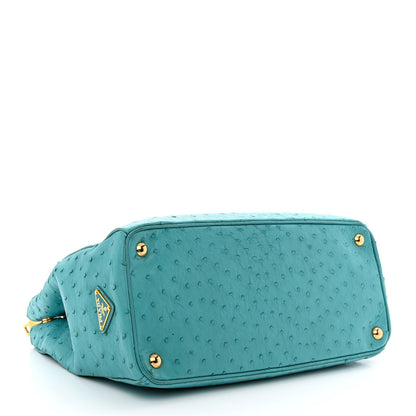 Prada Ostrich Medium Galleria Double Zip Tote Turchese 4 of 12