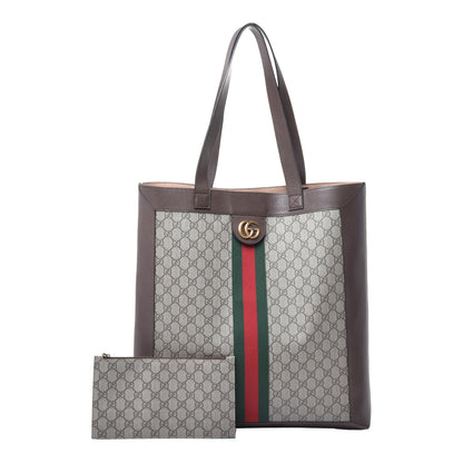 Gucci GG Supreme Monogram Web Large Ophidia Vertical Shopping Tote Brown 1 of 9
