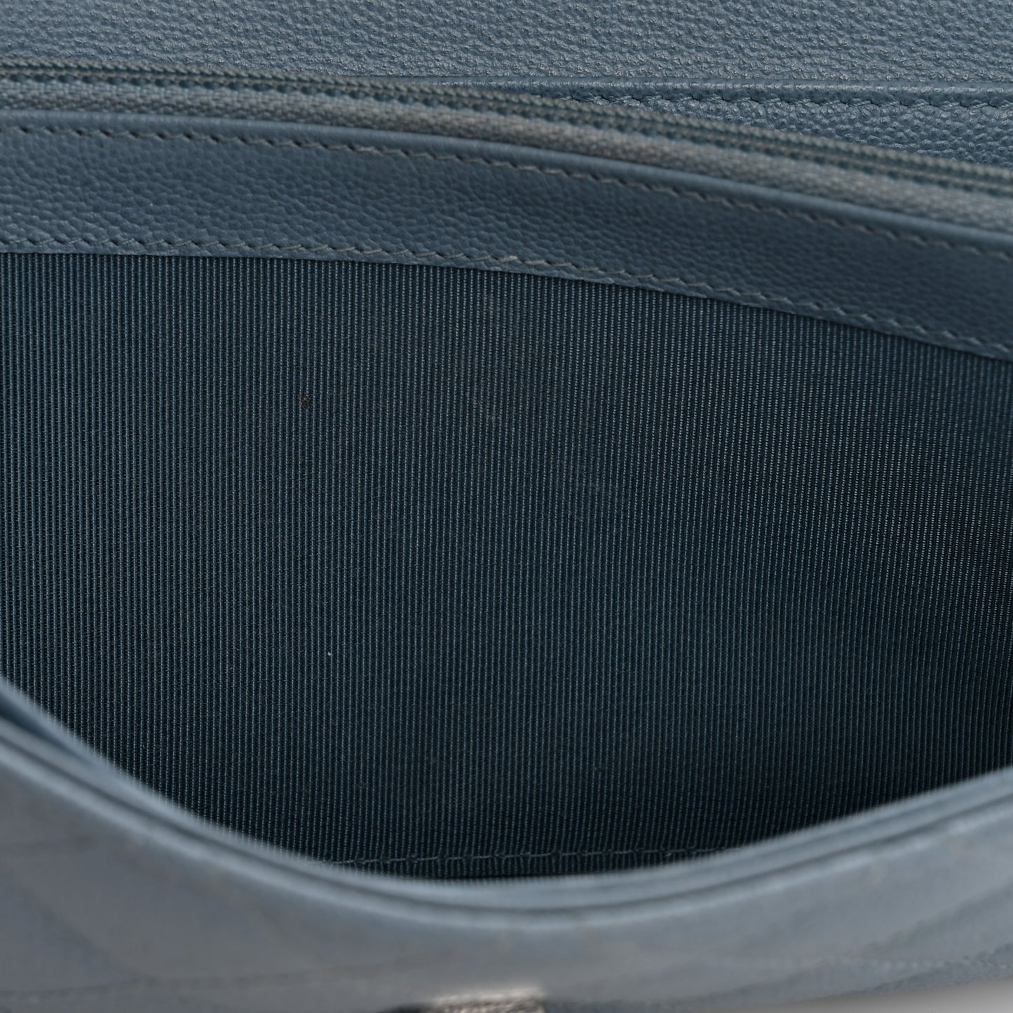 Grained Calfskin Quilted CC Box Flap Wallet Blue