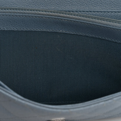 Chanel Grained Calfskin Quilted CC Box Flap Wallet Blue 10 of 13