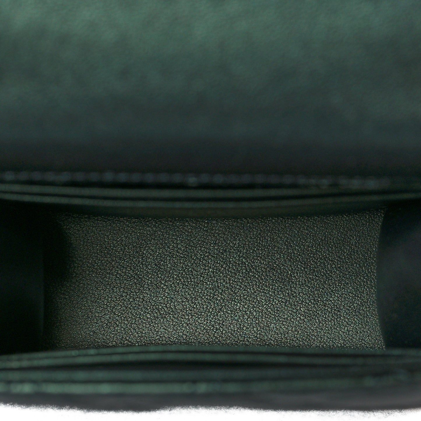 Iridescent Lambskin Quilted Top Handle Flap Clutch With Chain Dark Green