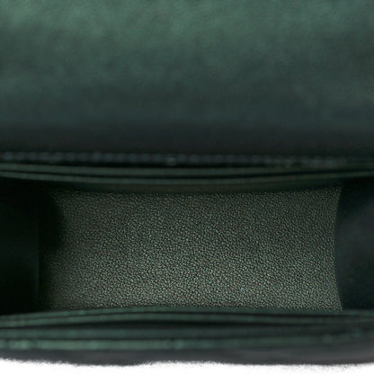 Chanel Iridescent Lambskin Quilted Top Handle Flap Clutch With Chain Dark Green 5 of 10