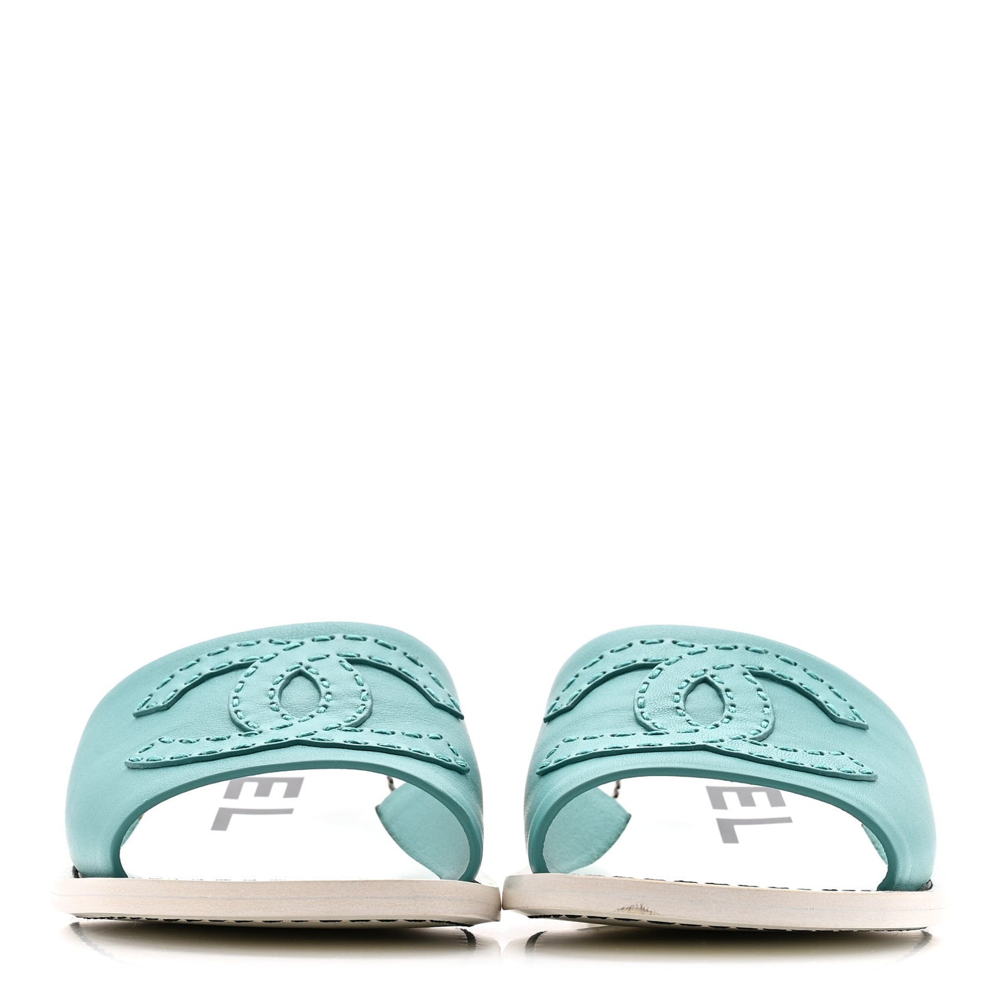 Calfskin CC Mules 39 Turquoise White