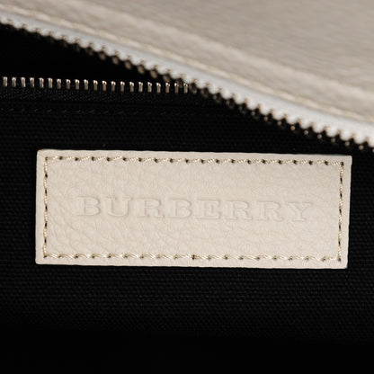 Burberry Mega Check Grained Calfskin Medium Harcourt Satchel White 6 of 8
