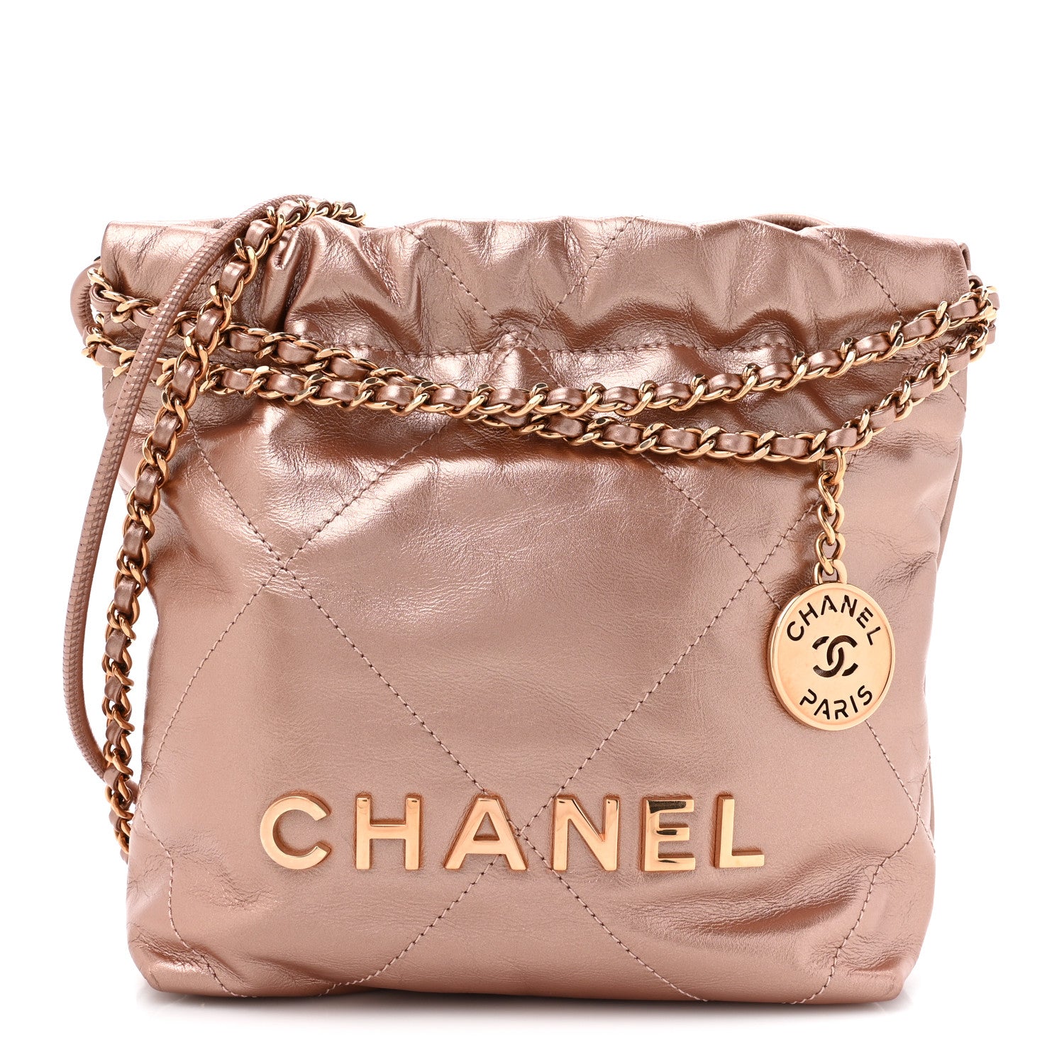 Chanel Metallic Calfskin Quilted Mini Chanel 22 Copper 1 of 10