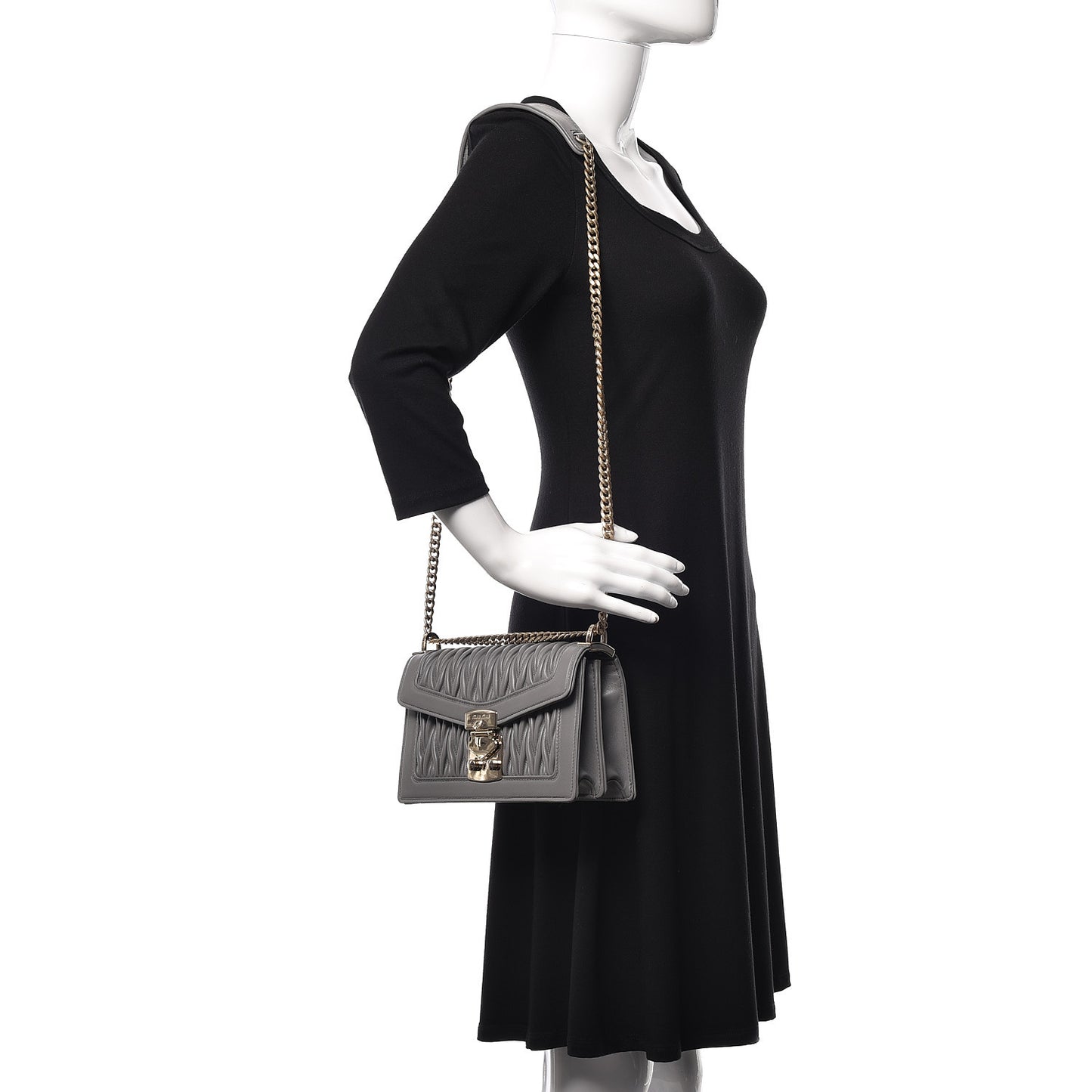 Nappa Matelasse Flap Crossbody Bag Marmo