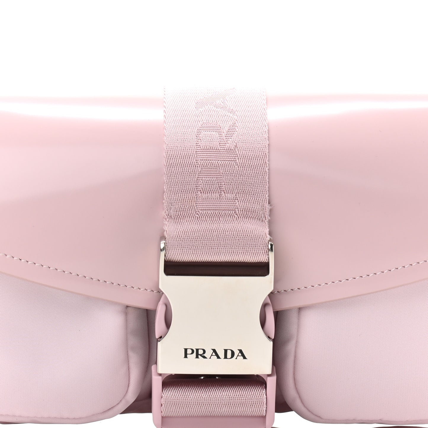Re-Nylon Spazzolato Double Pocket Buckle Shoulder Bag Alabastro