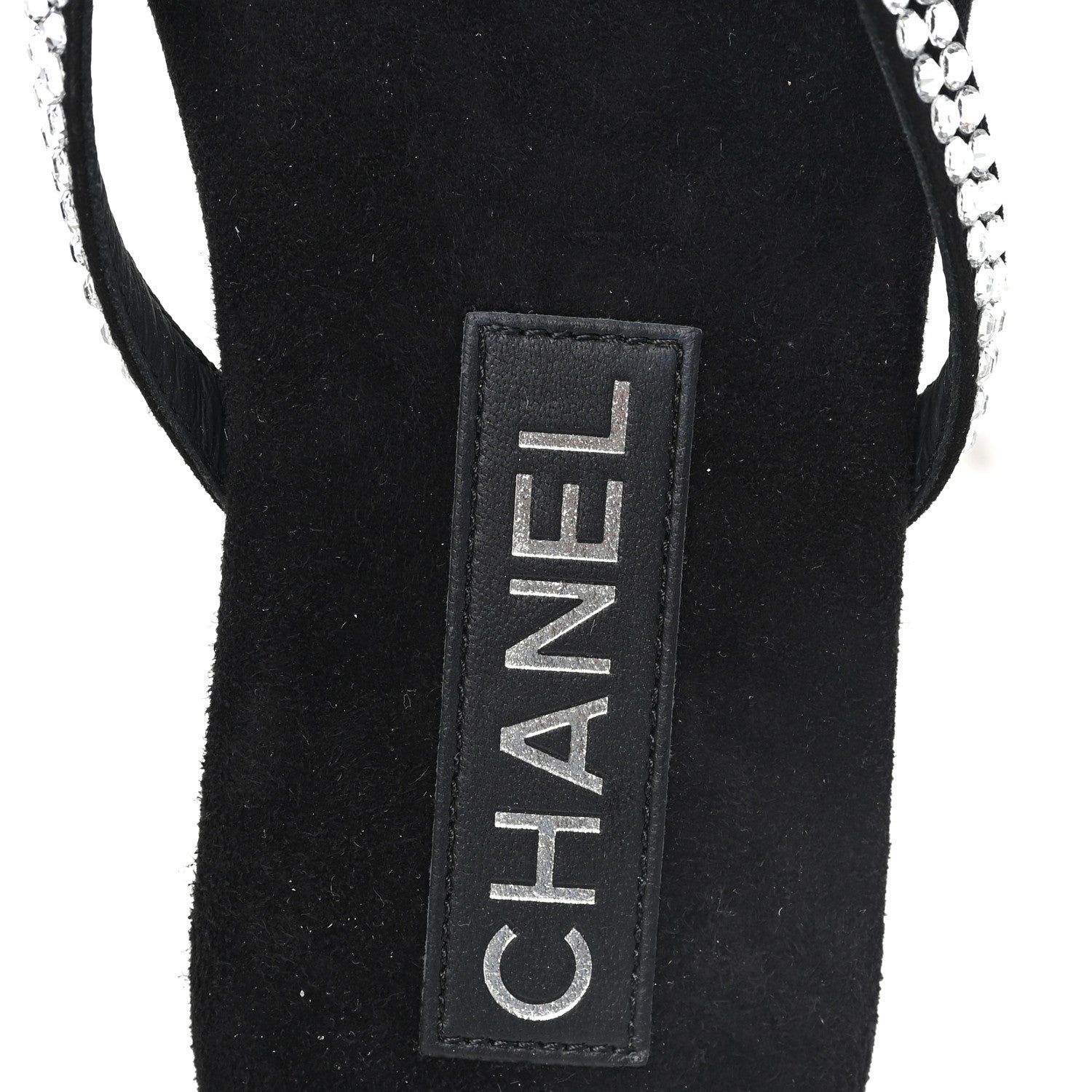 Chanel Suede Kidskin Strass CC Thong Sandals 36 Black 8 of 10