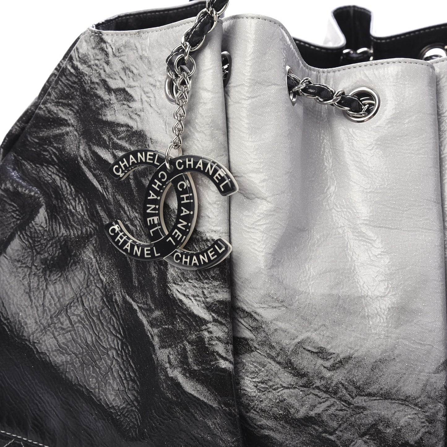 Vinyl Quilted Melrose Degrade Tote Black
