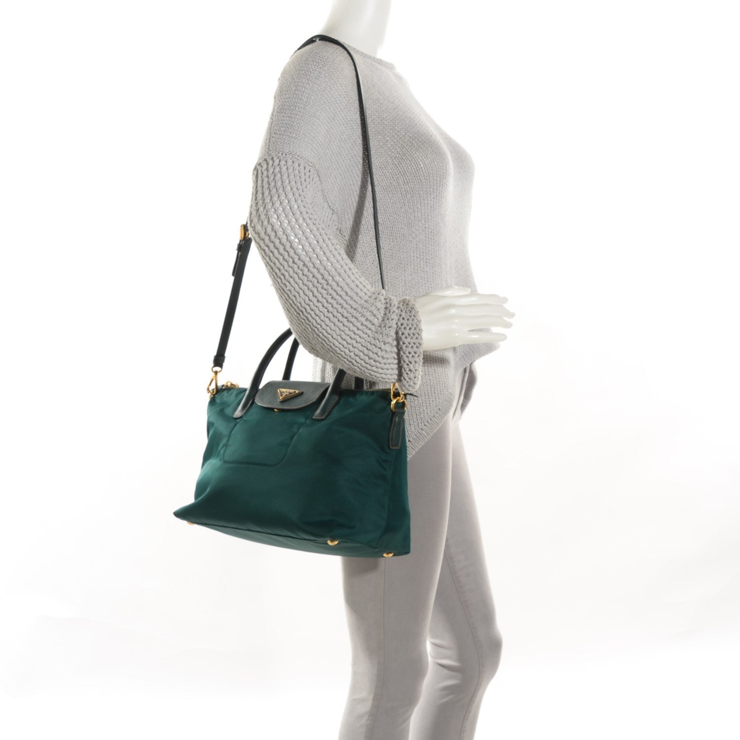 Prada Saffiano Tessuto Nylon Tote Petrolio 2 of 9