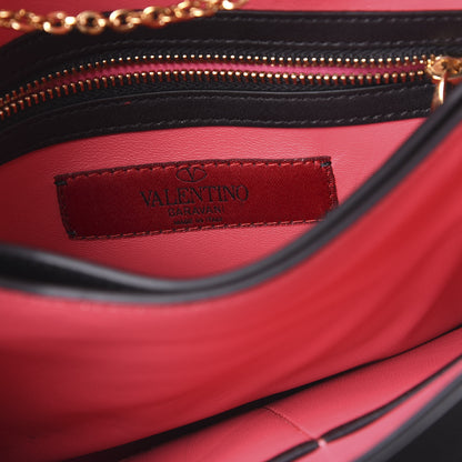 Valentino Garavani Calfskin Carmen Shoulder Bag Black Deep Rose 5 of 9