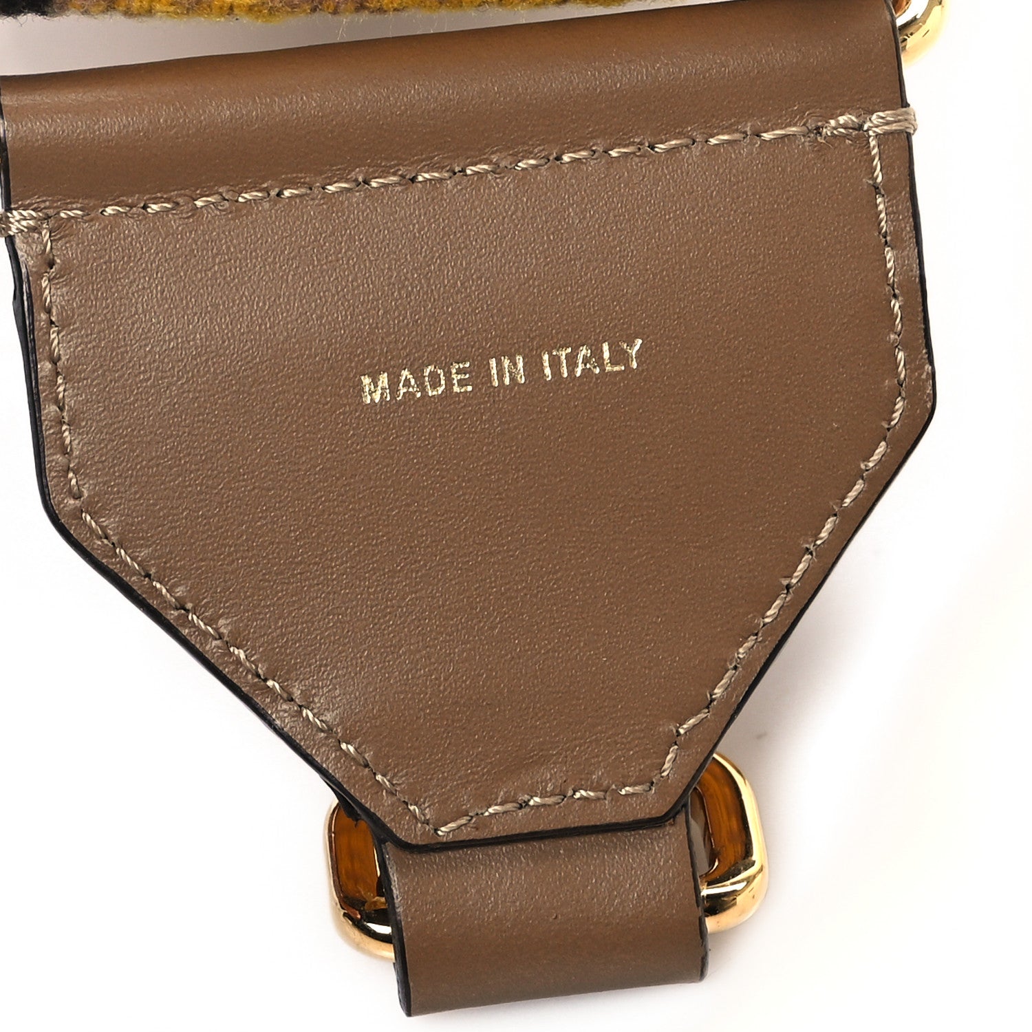 Fendi Cannete Ribbon Poly Vitello King Logo Adjustable Strap You Miele Scuro Black Minos 4 of 4