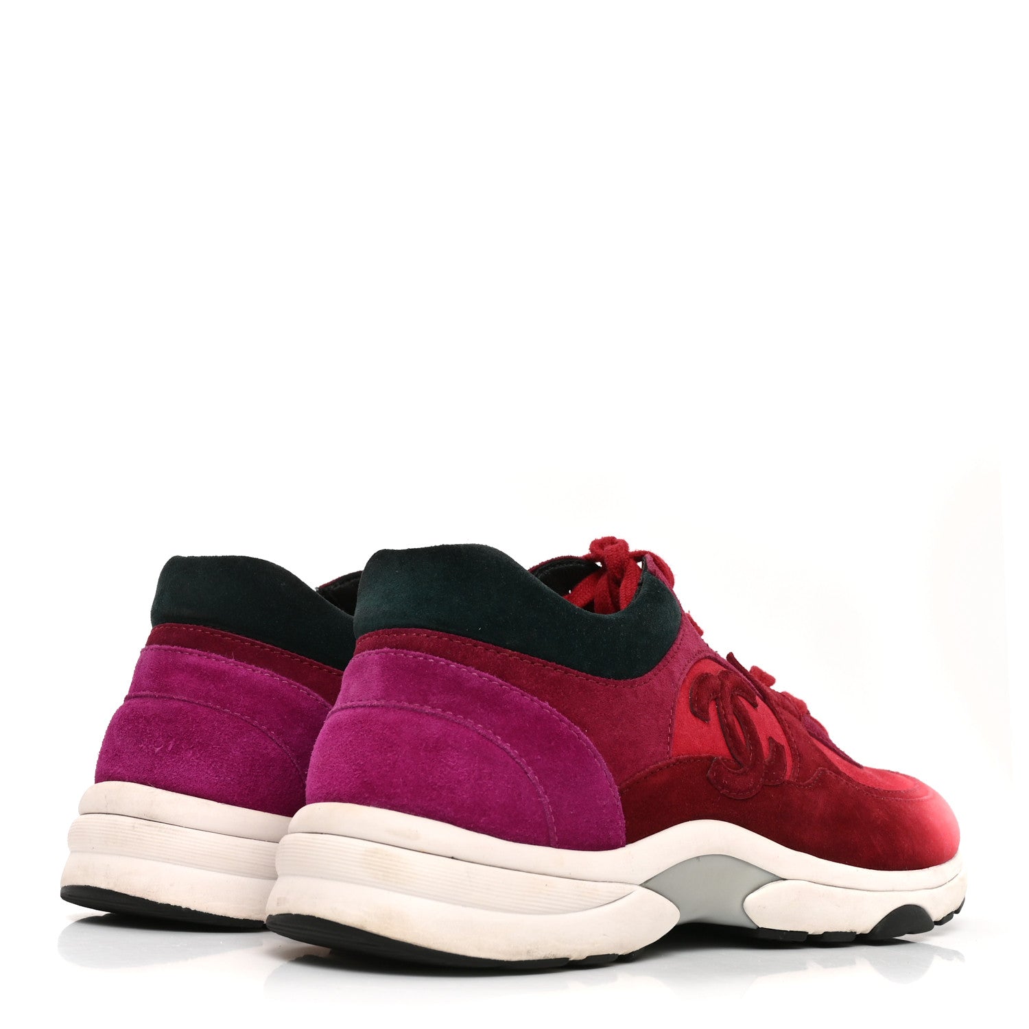 Chanel Suede Calfskin CC Sneakers 40 Burgundy Red 5 of 9