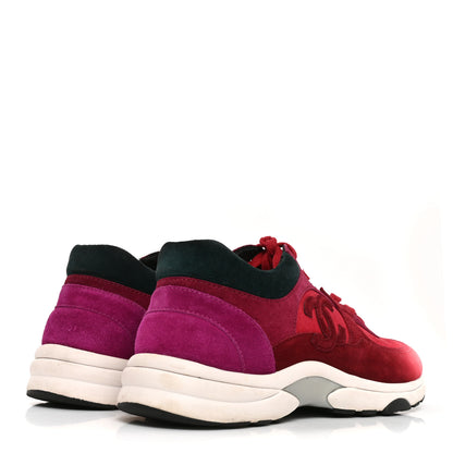 Chanel Suede Calfskin CC Sneakers 40 Burgundy Red 5 of 9