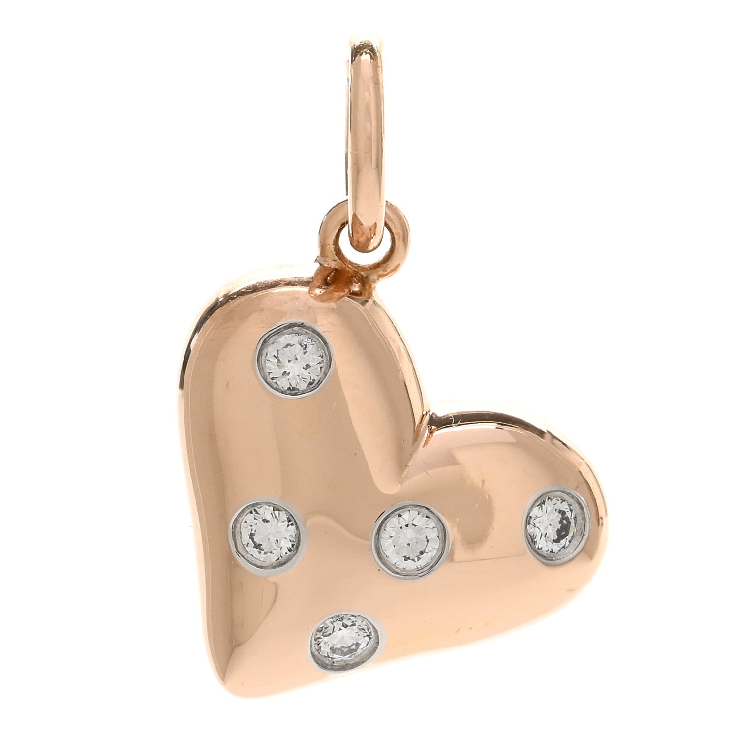 Tiffany 18K Rose Gold Platinum Diamond Etoile Heart Charm 1 of 3
