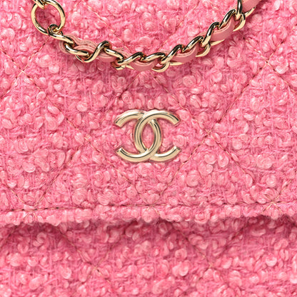 Chanel Tweed Quilted Flap Chain Waist Bag Pink 9 of 12